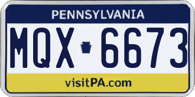 PA license plate MQX6673