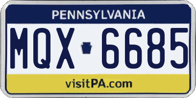 PA license plate MQX6685