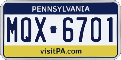 PA license plate MQX6701