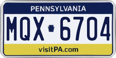 PA license plate MQX6704