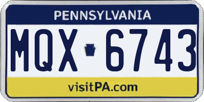 PA license plate MQX6743