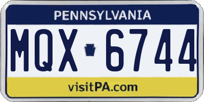 PA license plate MQX6744