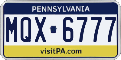 PA license plate MQX6777