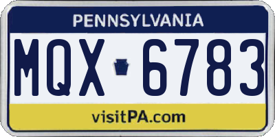 PA license plate MQX6783