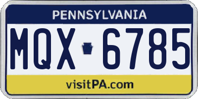 PA license plate MQX6785
