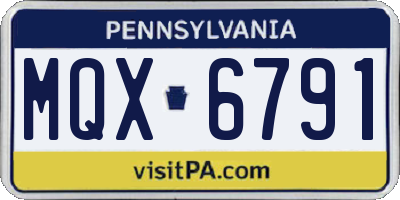 PA license plate MQX6791