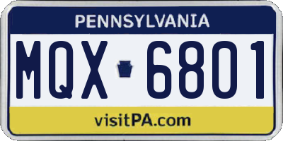 PA license plate MQX6801