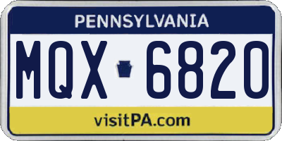 PA license plate MQX6820