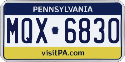 PA license plate MQX6830
