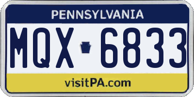 PA license plate MQX6833