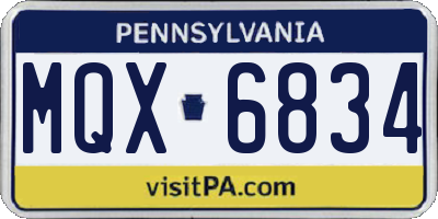 PA license plate MQX6834