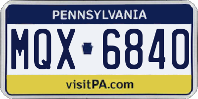 PA license plate MQX6840