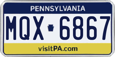 PA license plate MQX6867