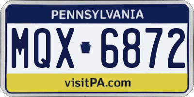PA license plate MQX6872