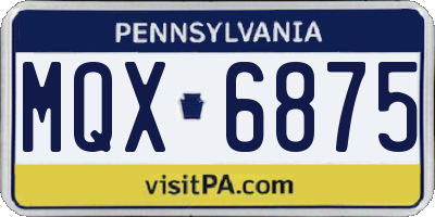 PA license plate MQX6875