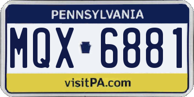 PA license plate MQX6881