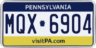 PA license plate MQX6904