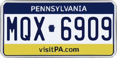 PA license plate MQX6909