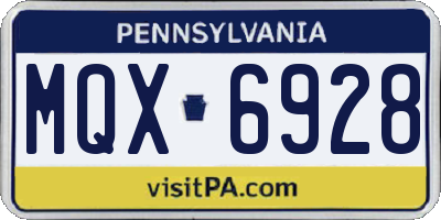 PA license plate MQX6928