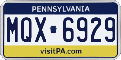 PA license plate MQX6929