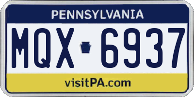 PA license plate MQX6937