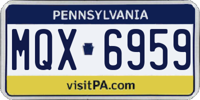 PA license plate MQX6959