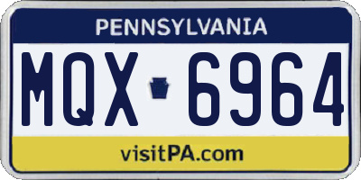 PA license plate MQX6964