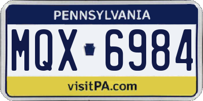 PA license plate MQX6984