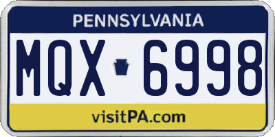 PA license plate MQX6998