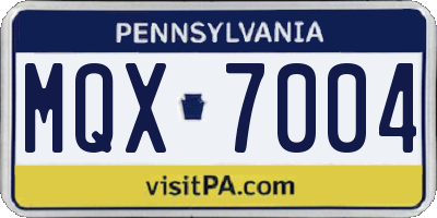 PA license plate MQX7004