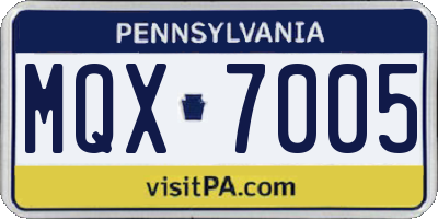 PA license plate MQX7005