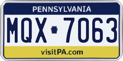 PA license plate MQX7063
