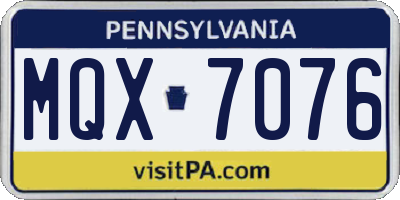 PA license plate MQX7076