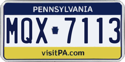 PA license plate MQX7113