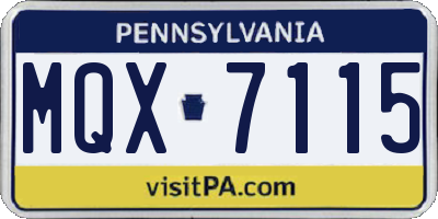 PA license plate MQX7115