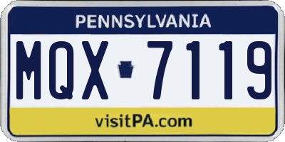 PA license plate MQX7119