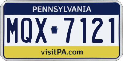 PA license plate MQX7121
