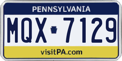 PA license plate MQX7129