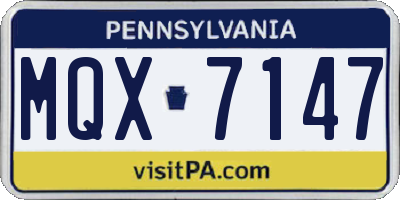 PA license plate MQX7147