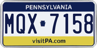 PA license plate MQX7158