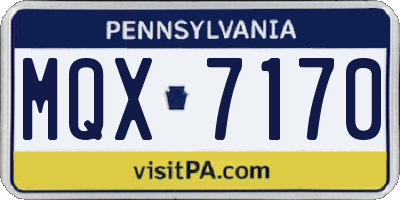 PA license plate MQX7170