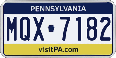 PA license plate MQX7182
