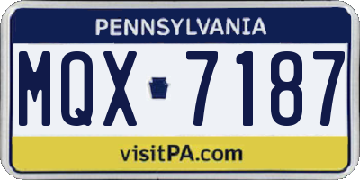 PA license plate MQX7187