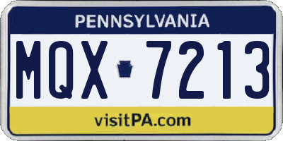 PA license plate MQX7213
