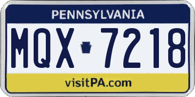 PA license plate MQX7218