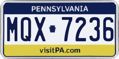PA license plate MQX7236