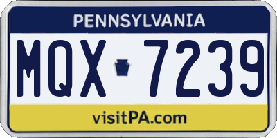 PA license plate MQX7239