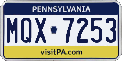 PA license plate MQX7253