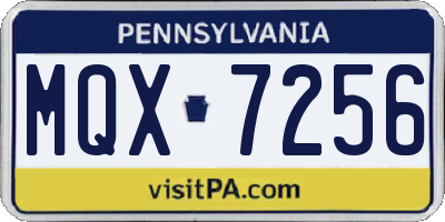 PA license plate MQX7256