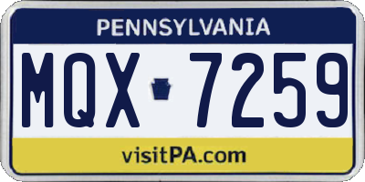 PA license plate MQX7259